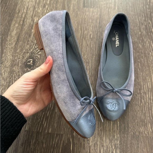 Chanel blue suede ballet flats - Picture 2 of 8